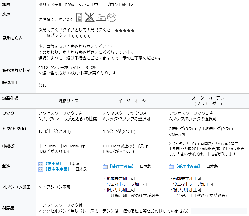 ☆【送料無料】ふわふわレースカーテン『ピクシー』4112 既製品 夜も